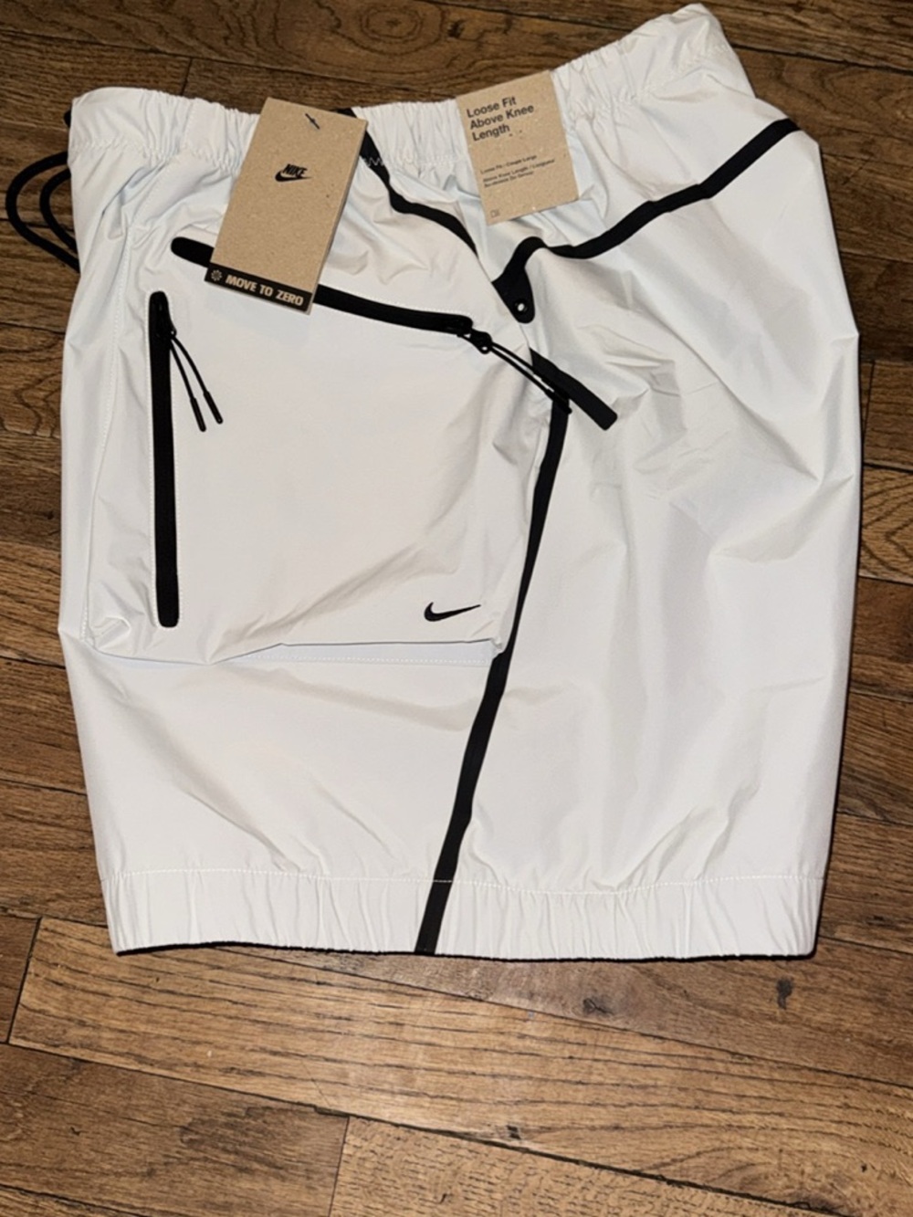 Nike White Athletic Shorts with Black Zipper Accents - Picture 4 of 6